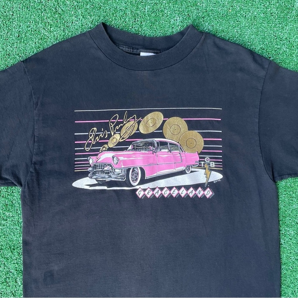 Vintage Elvis Presley Graceland T Shirt
Tultex Tag Pink Cadillac Graphic 90s
